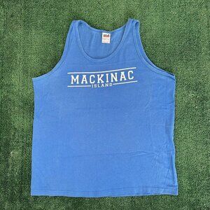 Vintage 90s Mackinac Island Tank Top Blue Single Stitch Tee